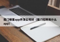 厦门哪里app开发公司好（厦门招聘用什么app）