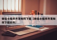 微信小程序开发如何下载（微信小程序开发如何下载软件）