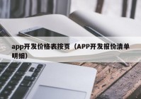 app开发价格表按页（APP开发报价清单明细）