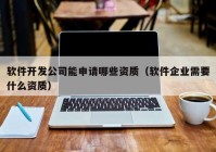 软件开发公司能申请哪些资质（软件企业需要什么资质）