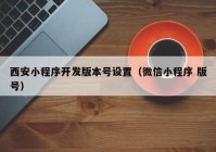 西安小程序开发版本号设置（微信小程序 版号）