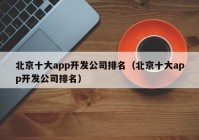 北京十大app开发公司排名（北京十大app开发公司排名）